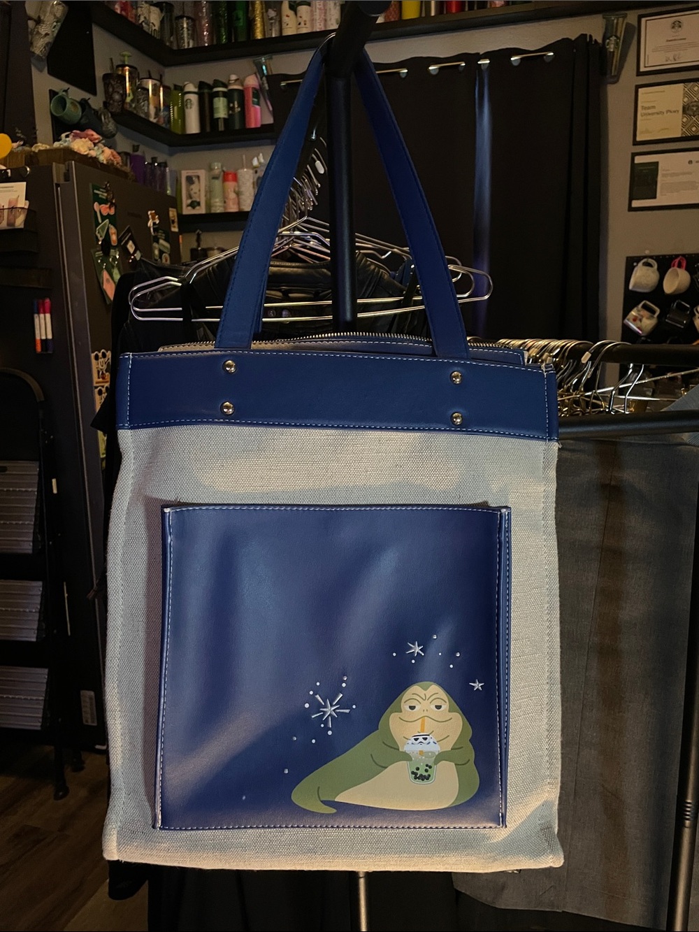 Her Universe Star Wars Blue-Accent Canvas Tote with Character Pocket